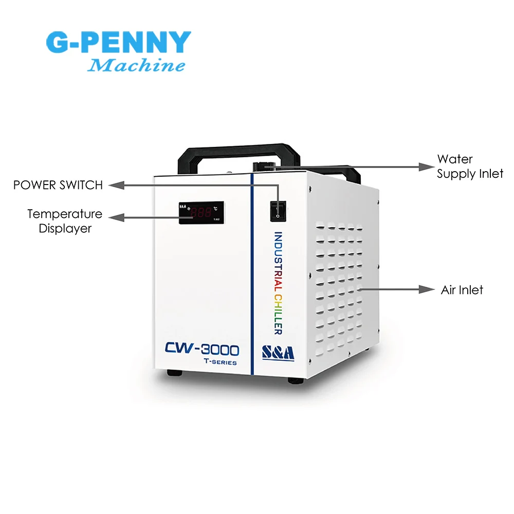 S & A-Chiller de Água Industrial para CO2 Laser Gravação e Máquina de Corte, CNC Router Refrigeração a Água Eixo, CW3000