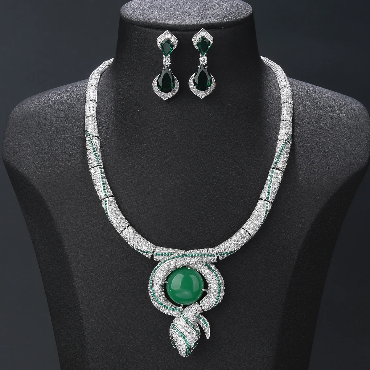 

Luxury Cubic Zirconia Animal Snake Necklace Earrings set Women Party Jewelry Costume Accessories CN11467