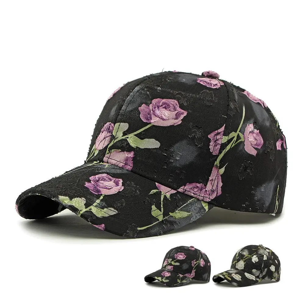 

Women's Versatile Daily Wear Baseball Cap - Floral Lace Print Polyester Hat (55-60cm)
