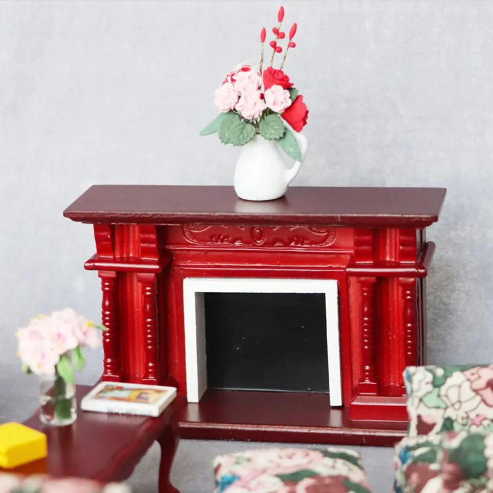 

1 шт. Деревянный миниатюрный камин для кукольного домика, маленький декоративный элемент интерьера, микро-мебель для детей