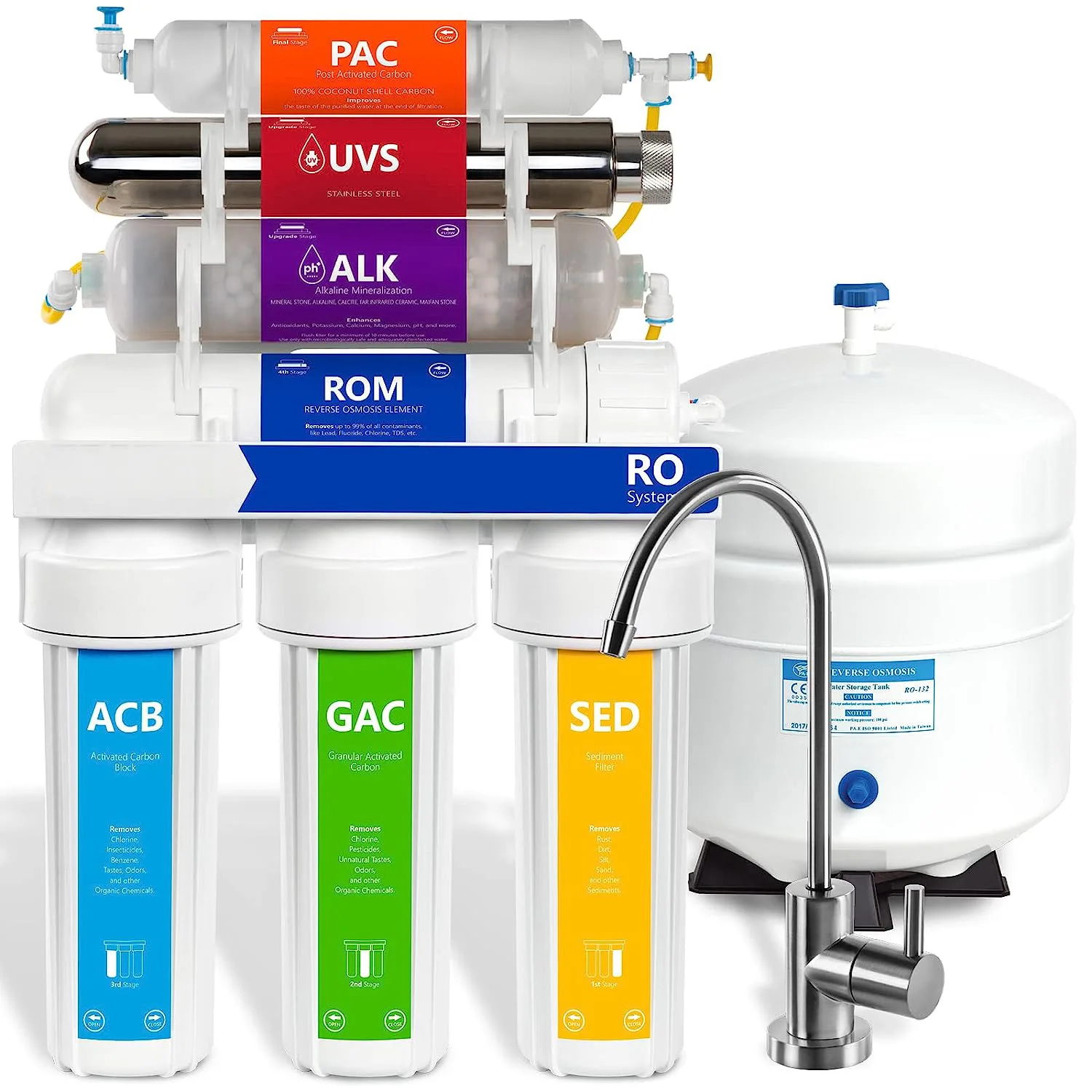 The 7-stage water filter reverse osmosis system electric 100gpd capacity plastic water purifier is suitable for family hotels