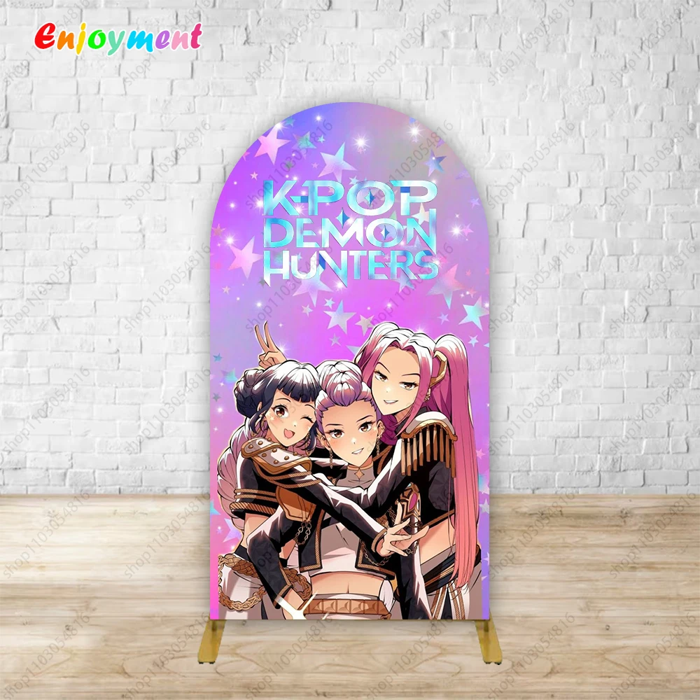 

Kpop Охотники на демонов, арка, фон, чехол для девочек, реквизит для дня рождения, декор для фотосъемки, настенный декор из полиэстера, фотофон