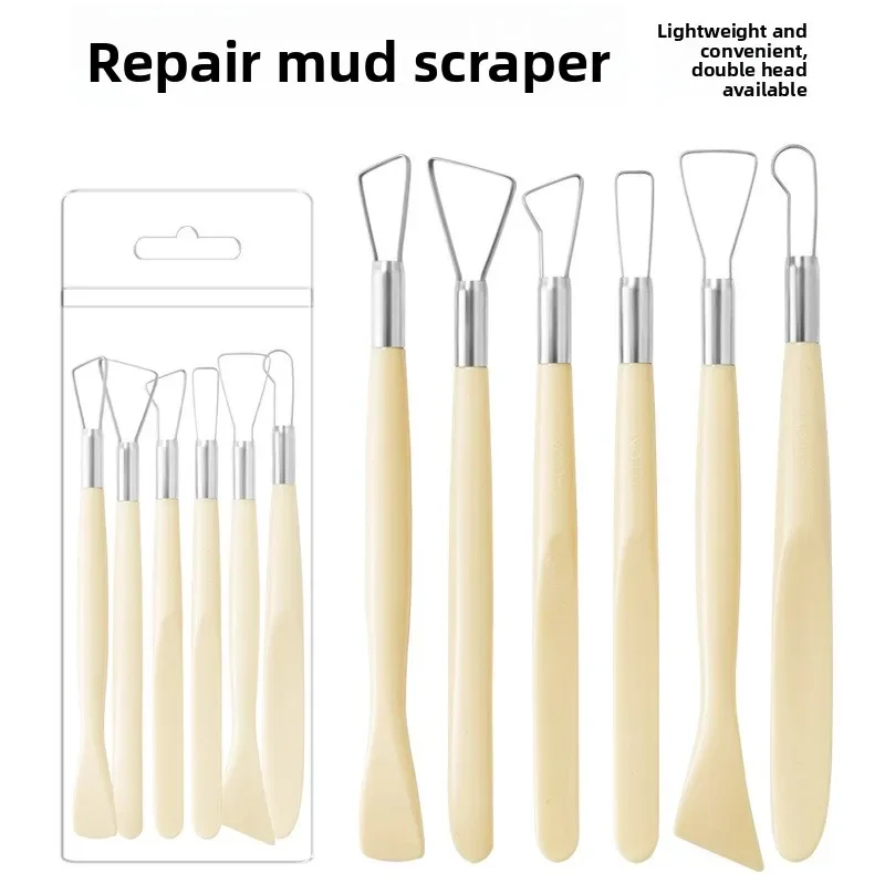 Pottery clay scraper Plastic 6-piece set of art supplies Sculpture modeling tools Soft pottery art supplies