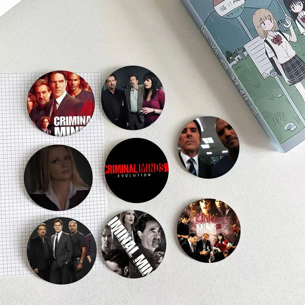 1pc Classic Crime TV C-Criminal M-Minds Cartoon Style Badge Brooches On Backpack Decoration Round Enamel Pins For Accessorys