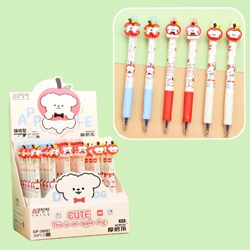

36pcs/lot Creative Alppe Dog Erasable Gel Pen Cute 0.5mm Blue/Black Ink Signature Pens Promotional Gift Office School Supplies
