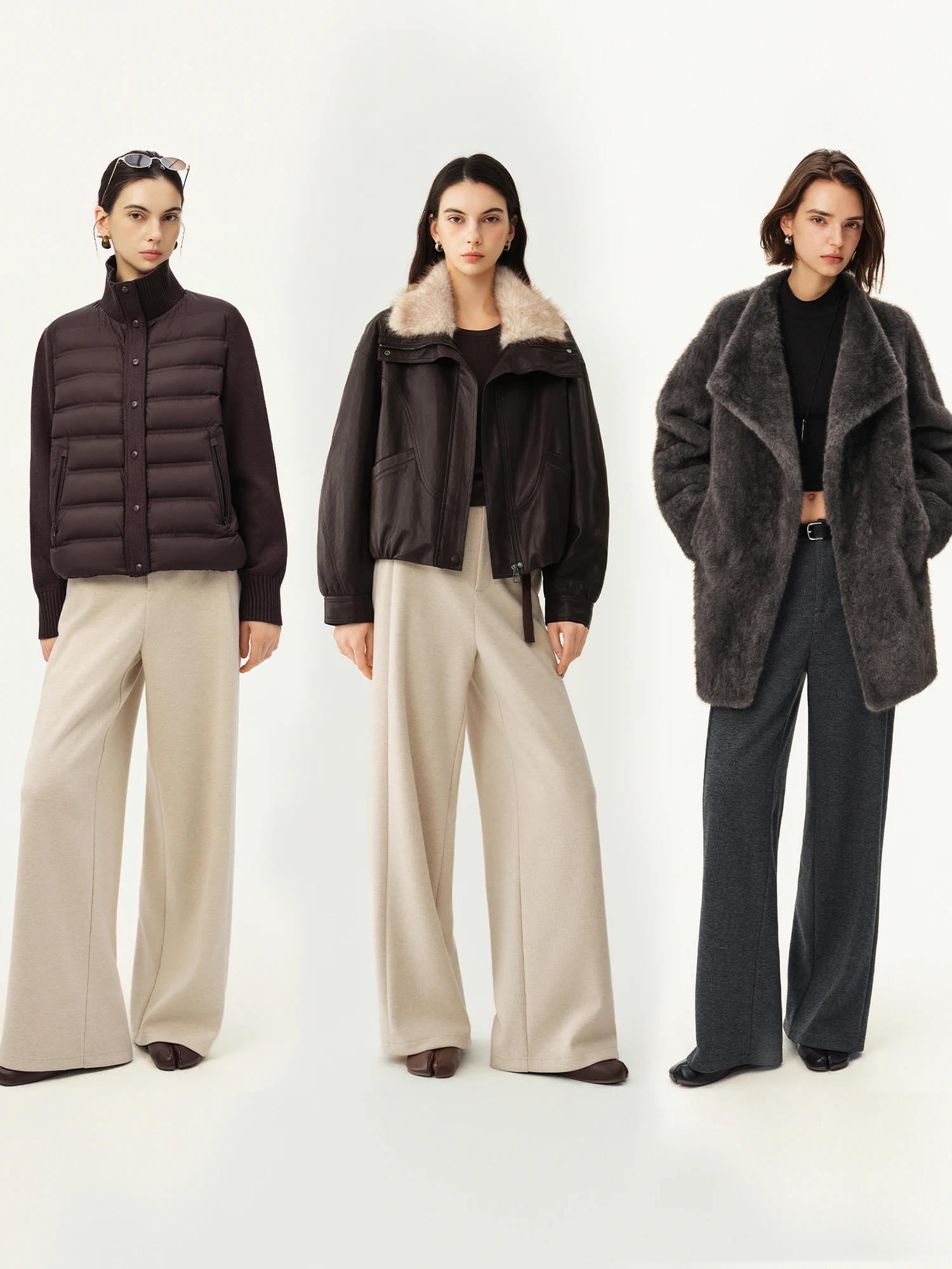 ZIQIAO Neu eingetroffene, weit geschnittene, vertikal gespaltene, dicke, bodenlange Freizeithose aus Wolle für Damen, vielseitige Hose für den Herbst – Detail 7