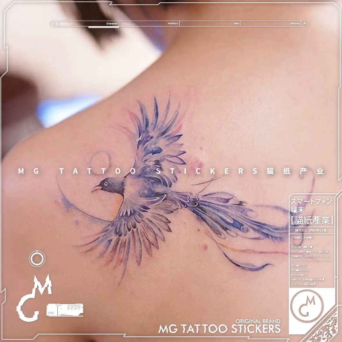 Purple Phoenix Tattoos Sticker Clavicle Decorate Temporary Tattoos Waterproof Arm Tattoo Women Men Colorful Art Fake Tattoos