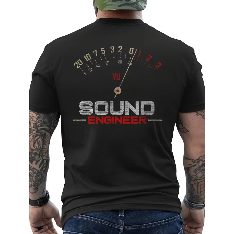 Top Pick Men's Sound Engineer VU Watch Pattern T-shirt, Suitable for All Seasons, Unisex Short Sleeved T-shirt