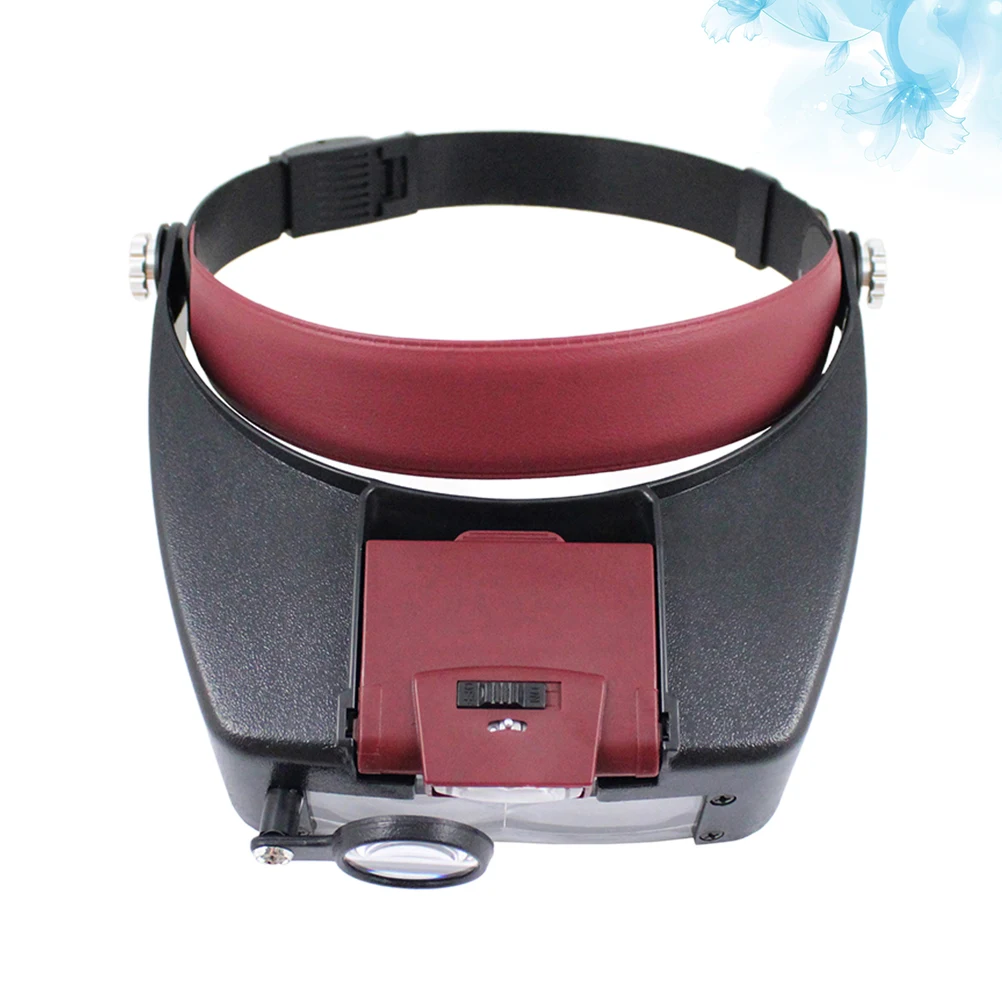

2pcs Led Light Magnifying Glasses Style Headband Magnifier Adjustable Dual White Leds Free Standing For Repair Reading