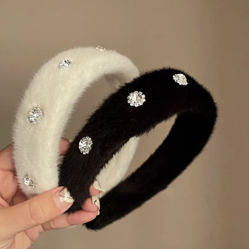 

Winter New Thick Plush Headbands Furry Wide Hair Band For Woman Temperament Elegant Hair Hoop Female Fashion Hair Accessories