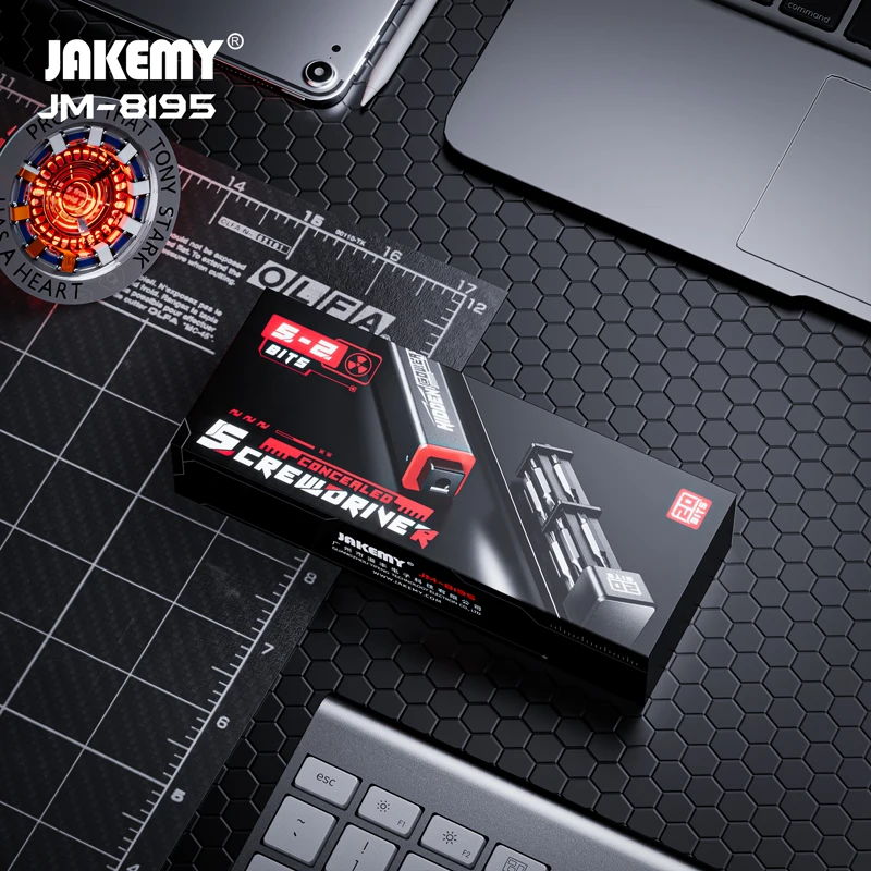 JAKEMY JM-8195 Multi-Functional Screwdriver Pen Dual Head Bits Magnetic Tip Steel Handle  DIY Household Repairing Kit