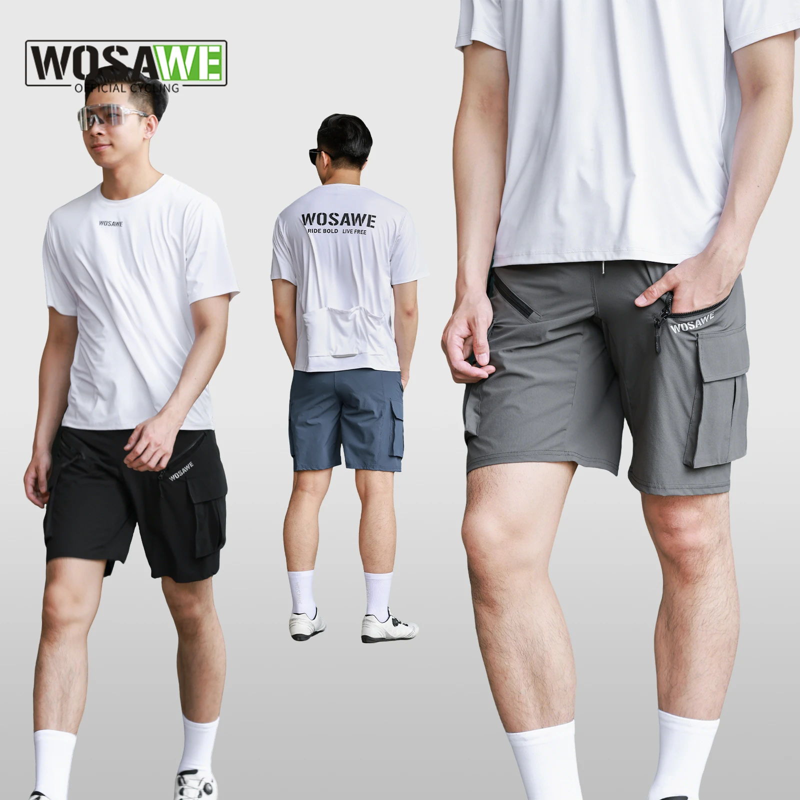 

WOSAWE Summer Men Downhill Shorts with Inner Sponge Pad Casual MTB Bicycle Shorts Quick-drying MTB Bike Short Cycling Shorts