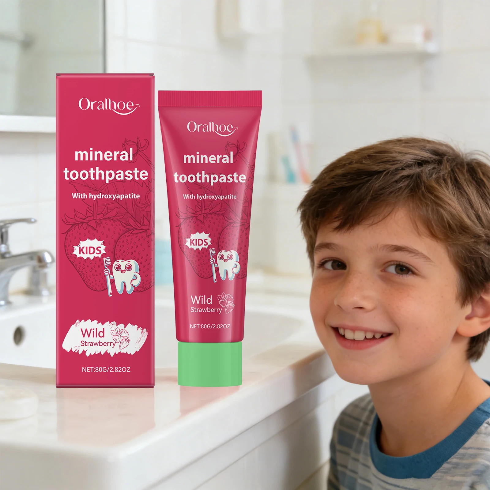 Strawberry Flavor Kids Toothpaste Relieve Gums Remove Yellow Stains  Protect Enamel Gentle Cleaning Whitening Teeth Oral Care