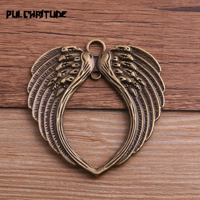 5 Pcs/Lot 65*69mm 5 Color Vintage  Angel Wings Charm Metal  Big Angel Wings Charms Pendant For Jewelry Making image 6