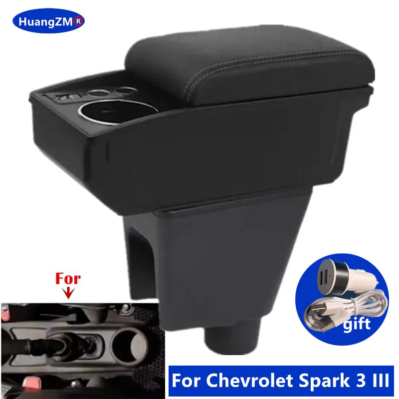 

For Chevrolet Spark Armrest Box For Chevrolet Spark 3 III Aveo T200 Car Armrest double-layer Storage Box Retrofit Car Accessorie