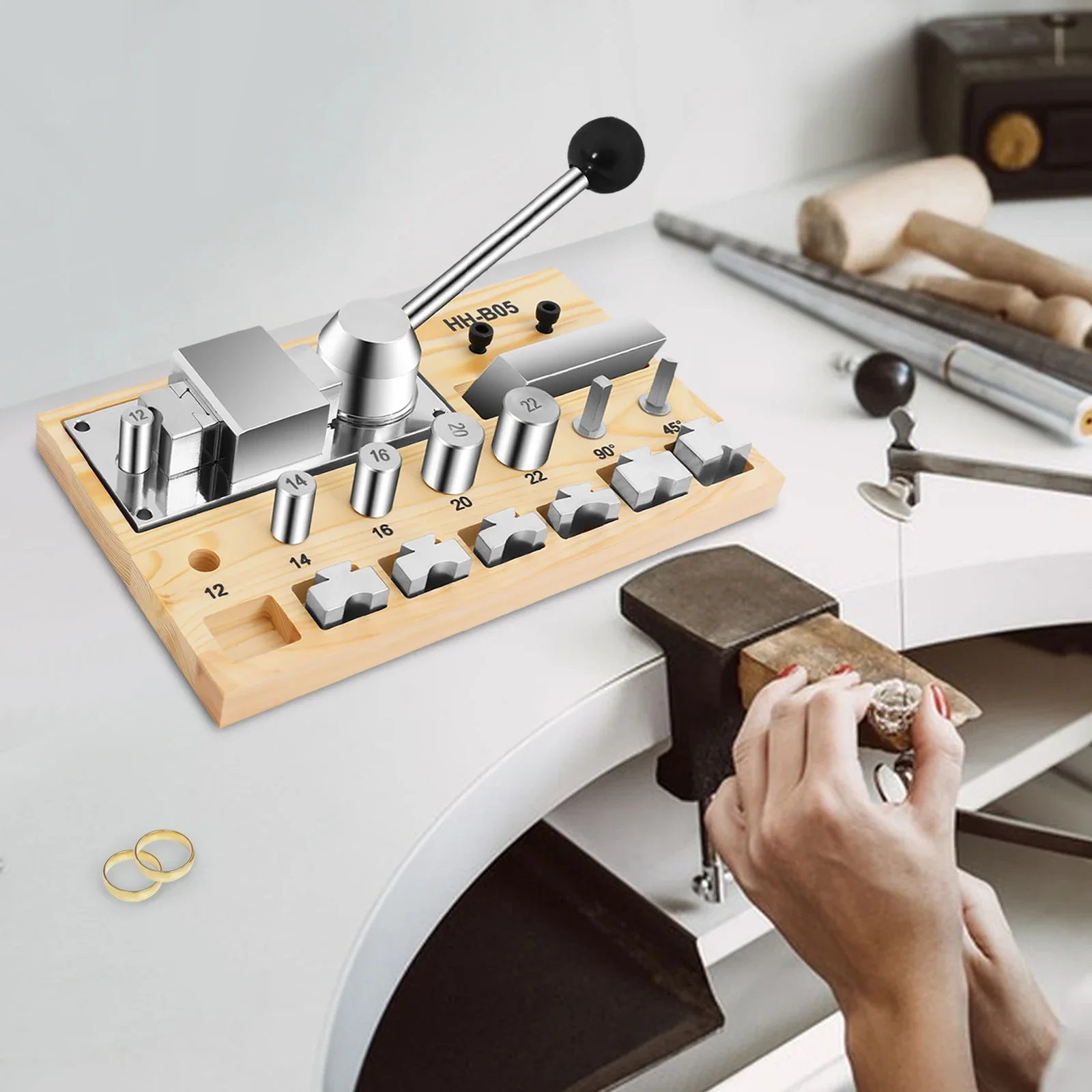 

Ring Bender Tool for Spoon Rings Heavy Duty, Jewelry Ring Making Kit with 5 Mold, Complete Bender Tool Set for Rings Making NEW