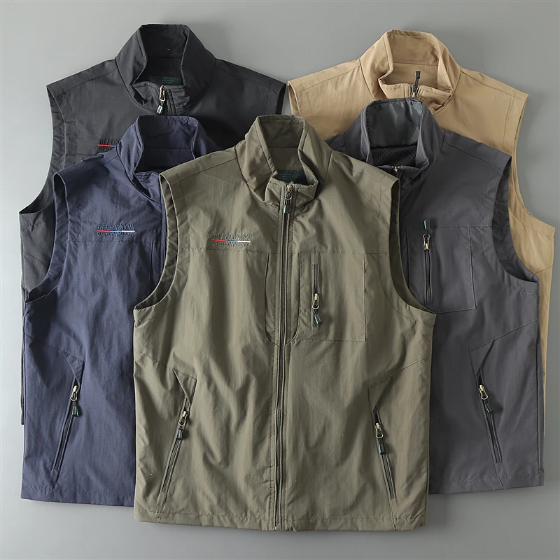 

Мужской легкий дышащий жилет из тканого нейлона для активного отдыха, весенне-осенний, функциональный, для работы и повседневной носки