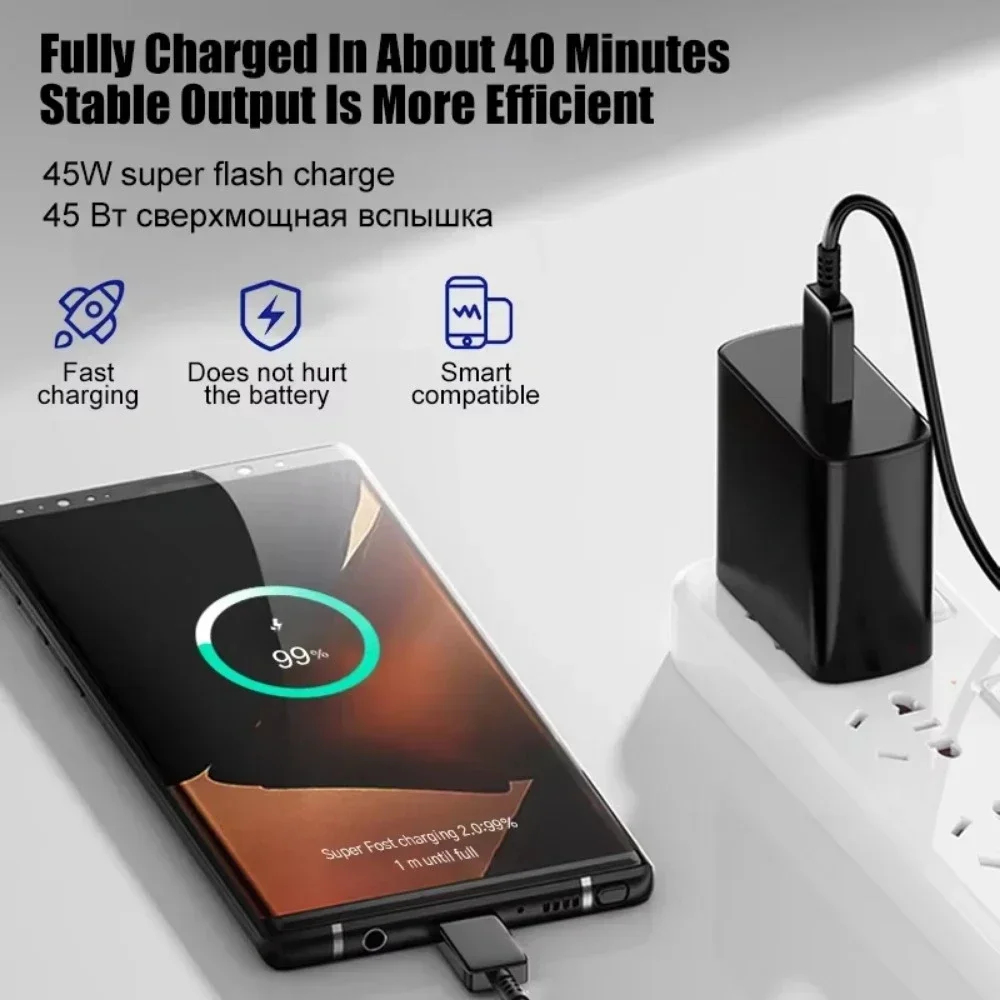 45W PD Charger For Samsung Galaxy S24 S23 S22 Type C Quick Charge USB C to Type C Cable Fast Charging Mobile Phone Wall Adapter image 2