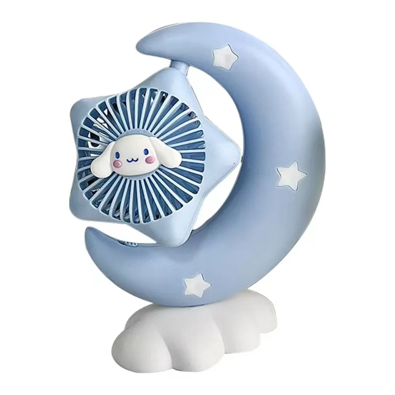 

Cute Moon USB Rechargeable Fan Mini Portable Desktop Fan Silent Cooler LED Light Low Noise Strong Wind For Home Office Outdoor