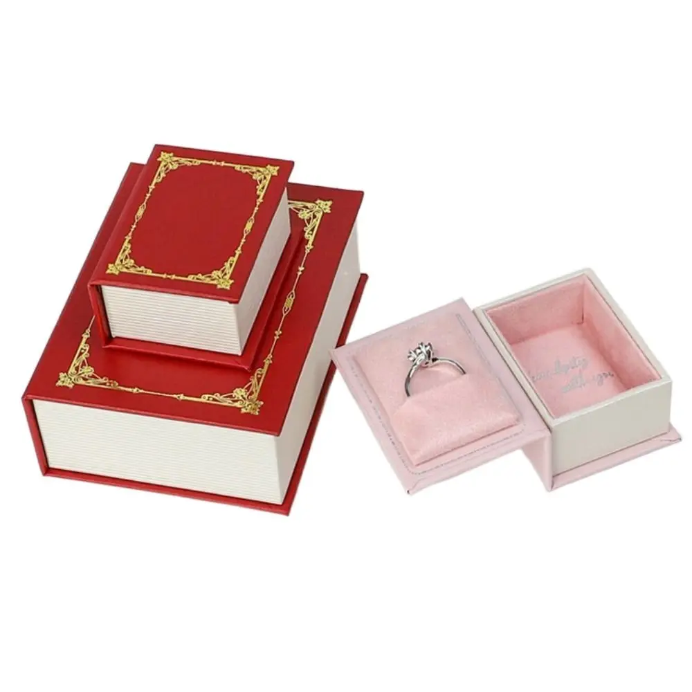 Novelty Book Shaped Jewelry Box Magnetic Closure Necklaces Jewelry Storage Box Portable Flip Cover Jewelry Displasy Holder