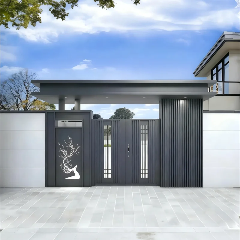 Customization Modern Automatic Villa Apartment Garden Courtyard Outdoor Driveway Swing Entrance Aluminum Electric Gate