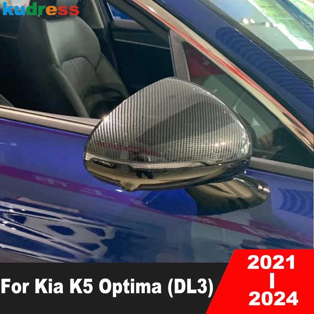 

For Kia K5 Optima DL3 2021 2022 2023 2024 Carbon Fiber Car Rearview Mirror Cover Trim Side Wing Mirrors Cap Overlay Accessories