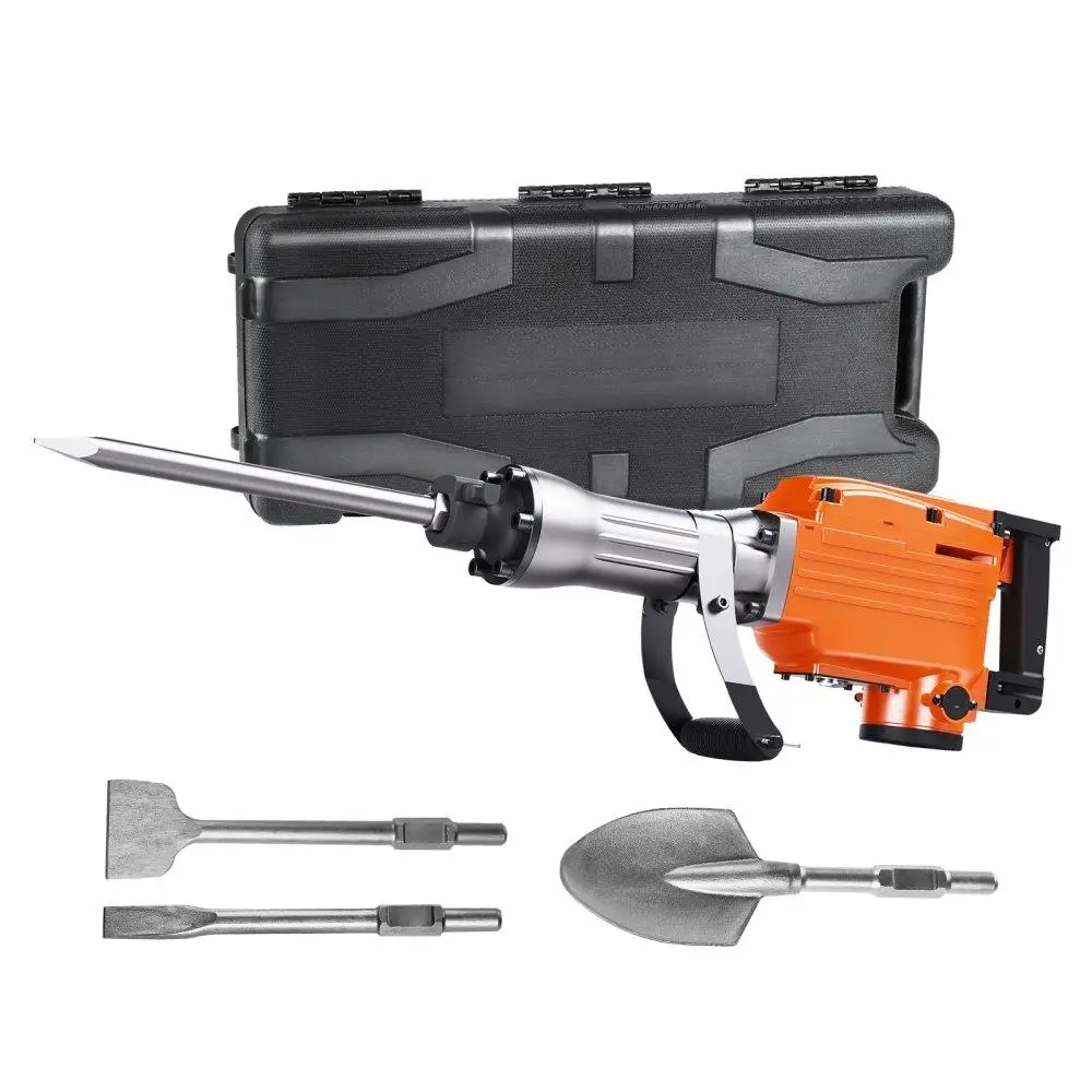 

Electric Jack Hammer 2200W Concrete Breaker 360Swivel Handle 6 Chisels Gloves Heavy Duty for trenching & Hole Breaking