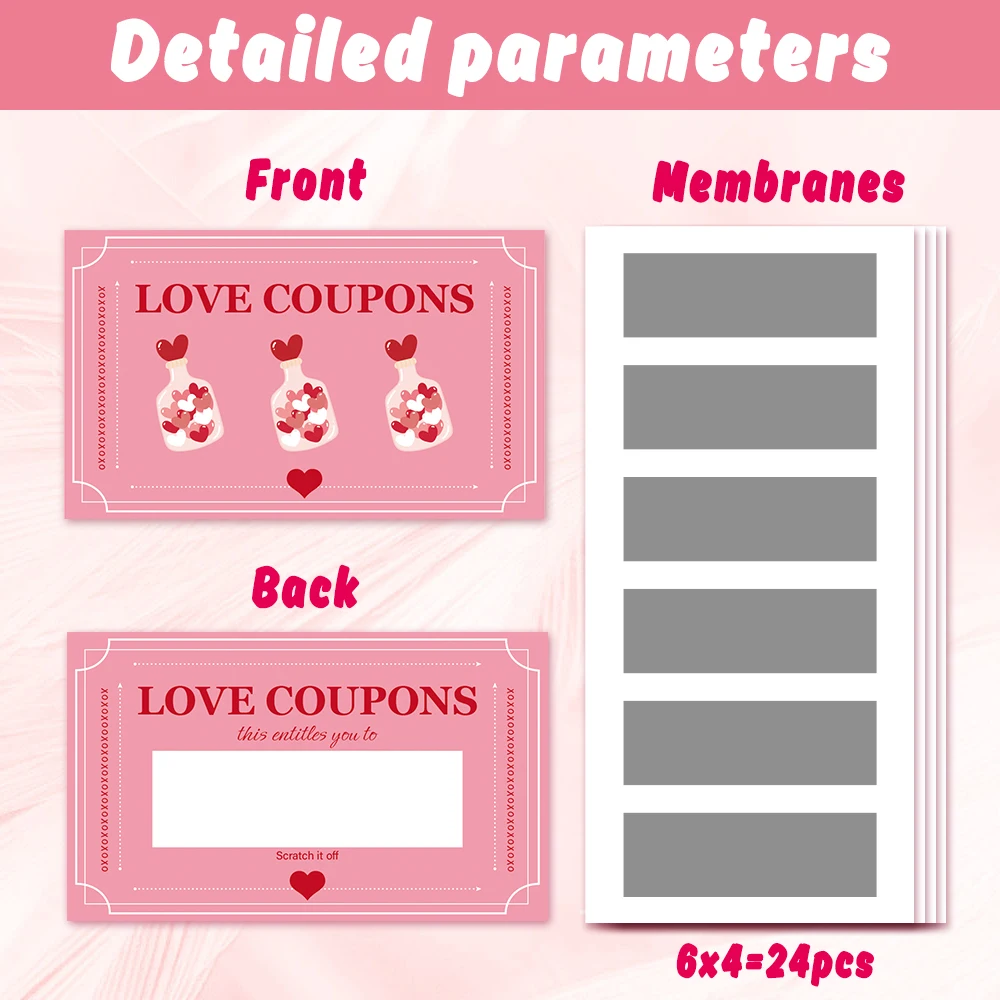 การ์ดโน้ตเปล่า 24 ชิ้น, การ์ดขูดลายคู่รัก, การ์ดขูดลายเซอร์ไพรส์วันหยุดปี 2026, ของตกแต่งงานปาร์ตี้, การ์ดของขวัญ DIY