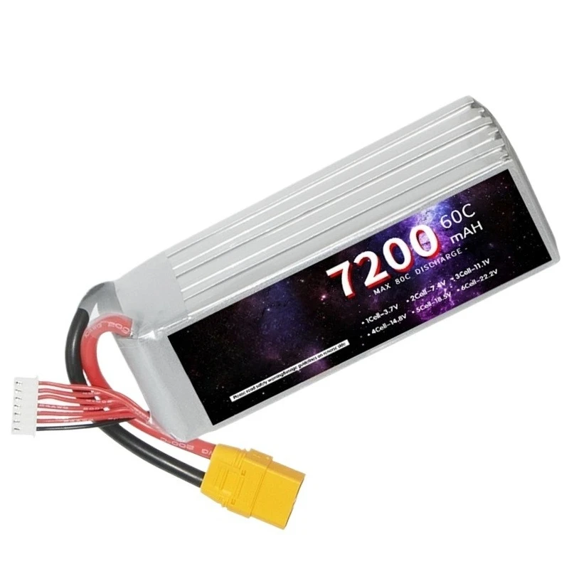 For FPV Drones Racing Quadcopters Airplane TERANTY Lipo RC Battery 6S 22.2V 60C 7200mAh FPV with Deans XT90 EC5 Connector