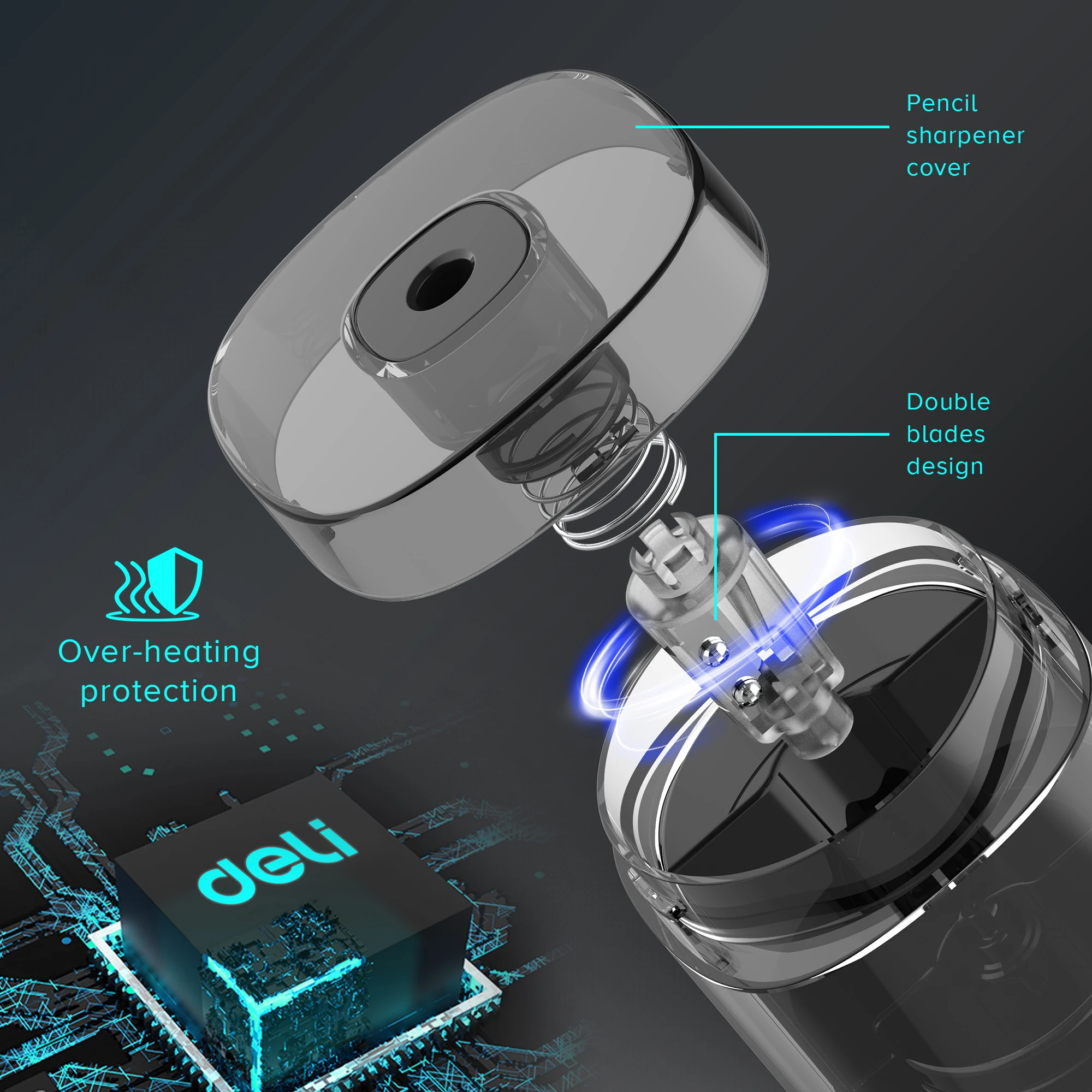 Deli Electric & Battery Pencil Sharpener, Automatic with Adjustable Thickness