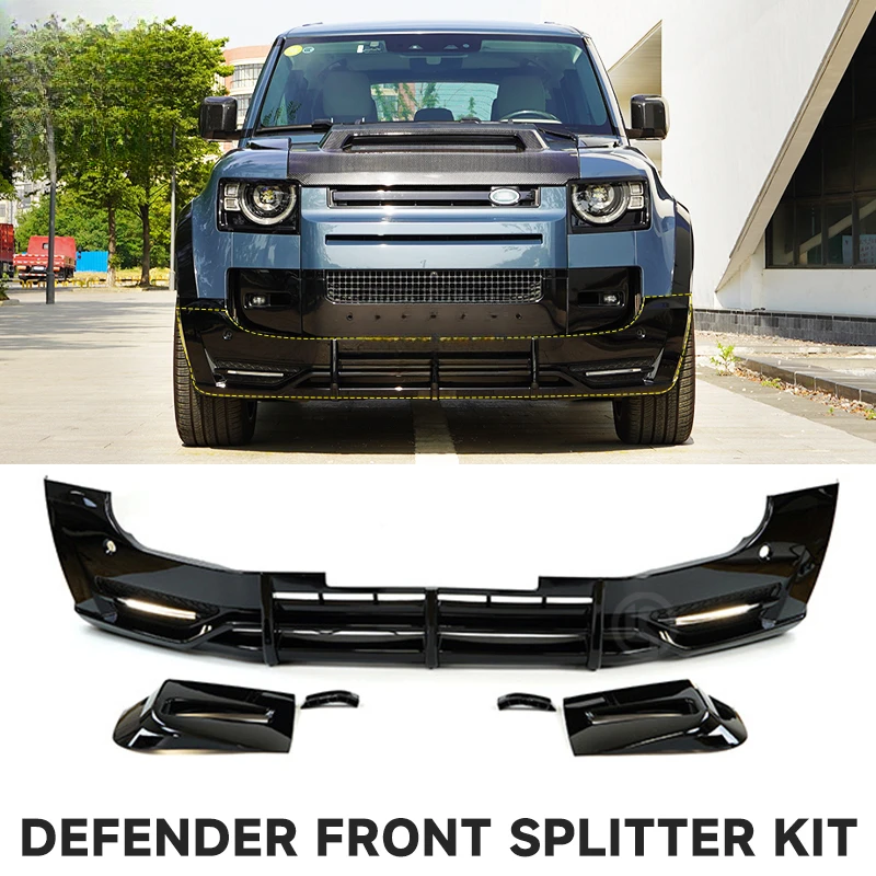 Defender 90 110 L663 2020-2025 LS Style Front Bumper Lip Spoiler Premier Edition Exterior Accessories