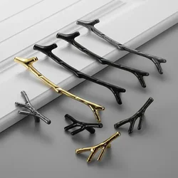 Fashion Tree Branch Furniture Handle 96mm 128mm Black Silver Bronze Kitchen Cabinet Handles Drawer Knobs Door Pulls Hardware