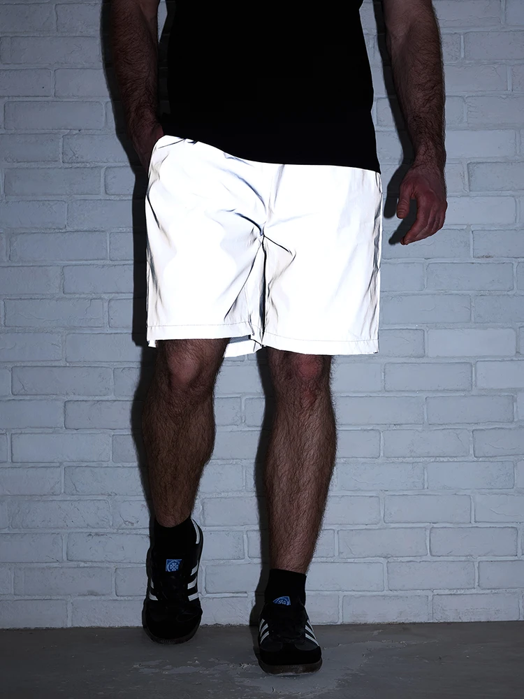 AliExpress NONE Men's Reflective Shorts Summer Night Cycling Running Jogging Loose Casual Streetwear Knee Length Shorts Rock Hip Hop DanceWear