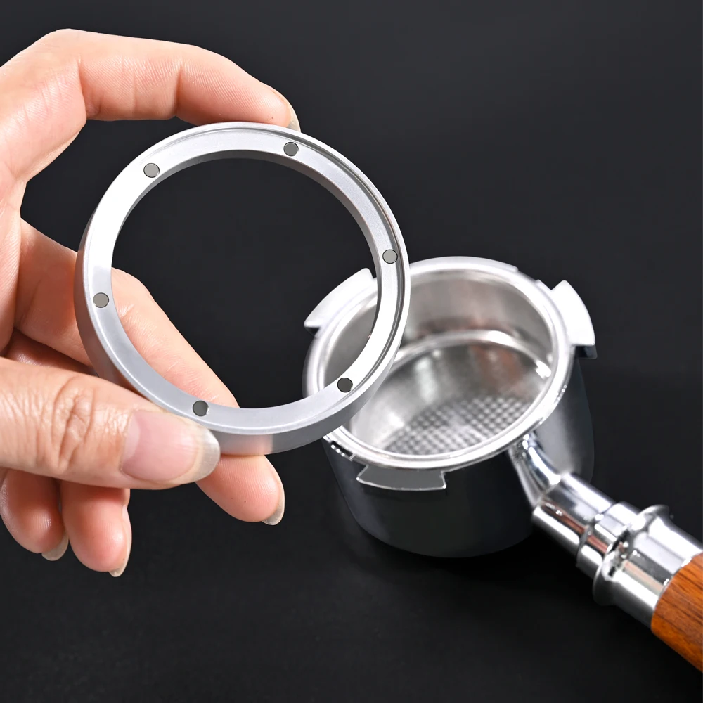 Anillo dosificador de repuesto para café expreso, dosificador para embudo Delonghi de aluminio con 6 imanes, compatible con portafiltro de 51/54/58/58,5mm
