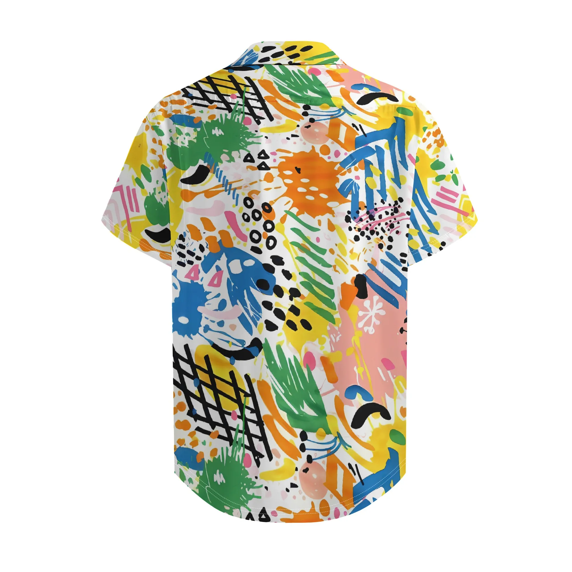 YEAE Abstract Art Print Shirt for Men Summer Casual Short Sleeve Top