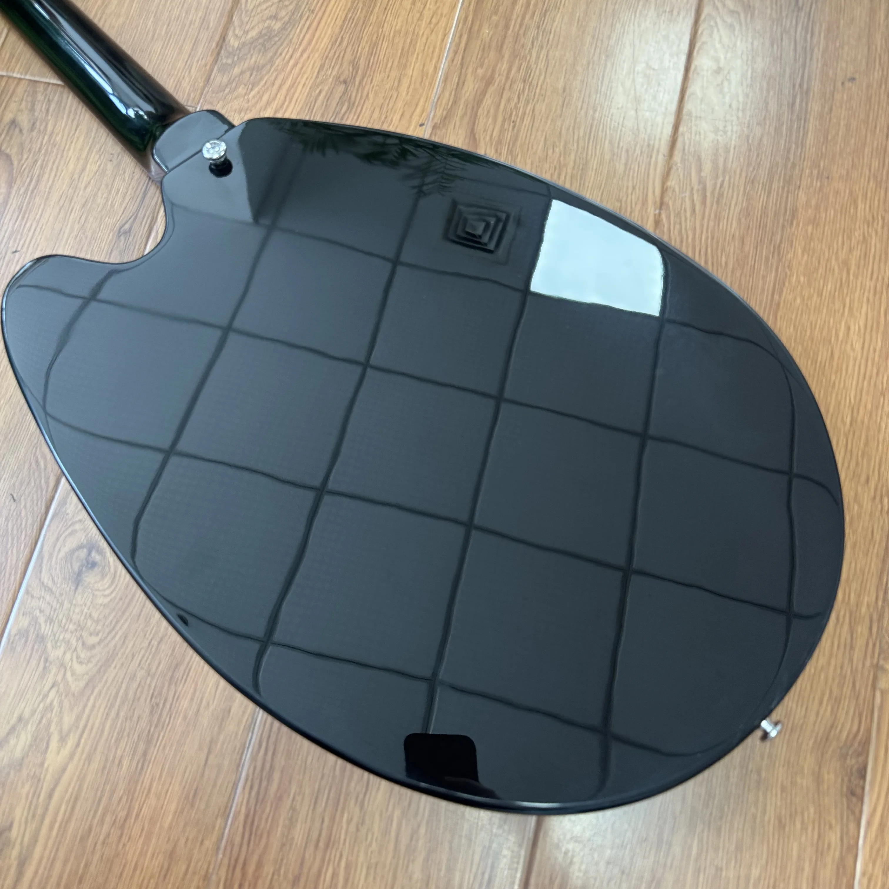 Waterdrop Round Electric Guitar Semi-Hollow Structure F-Hole Metal Black Body White Irregular Guard Plate Christmas Gifts