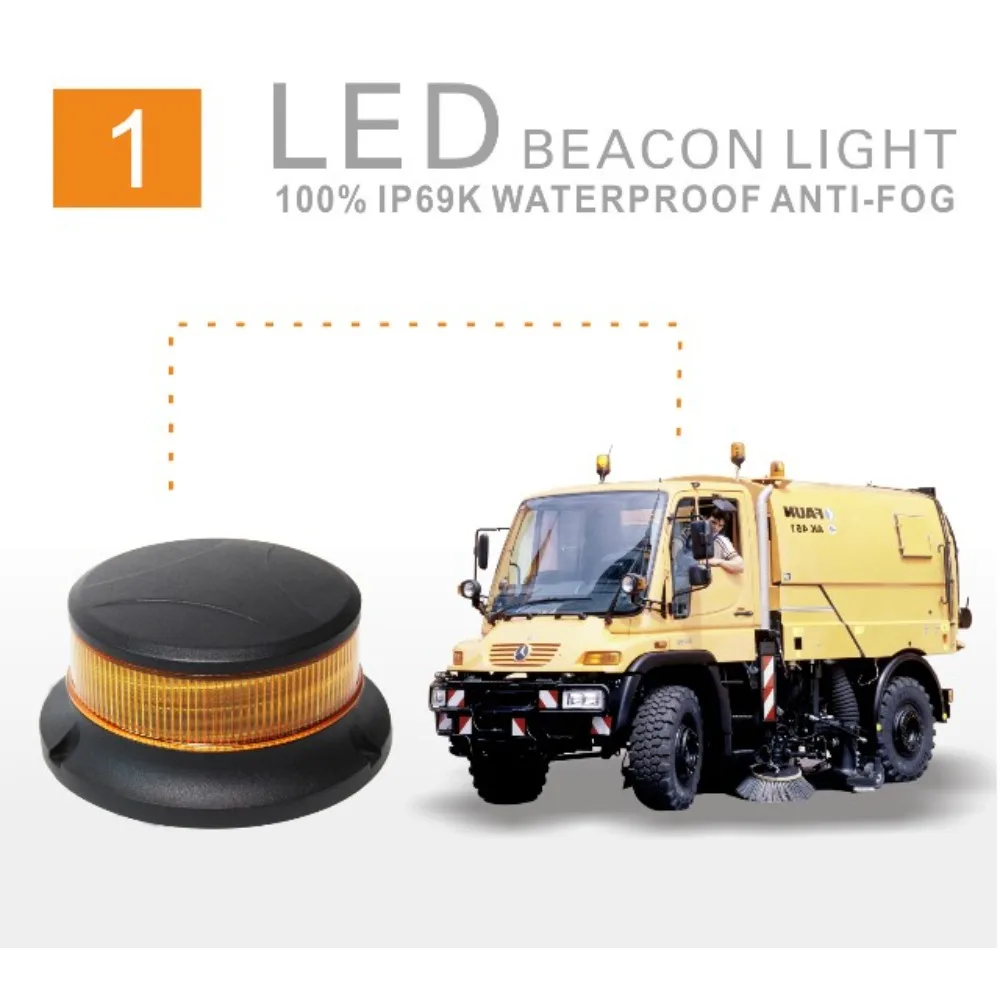 ECER65 Amber Light Emitting Diode Strobe Light 12v Strobe Beacon Light Emitting Diode Warning