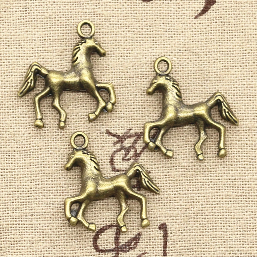 12pcs Charms Horse Steed 24x21mm Antique Bronze Silver Color Pendants Making DIY Handmade Tibetan Bronze Silver Color Jewelry