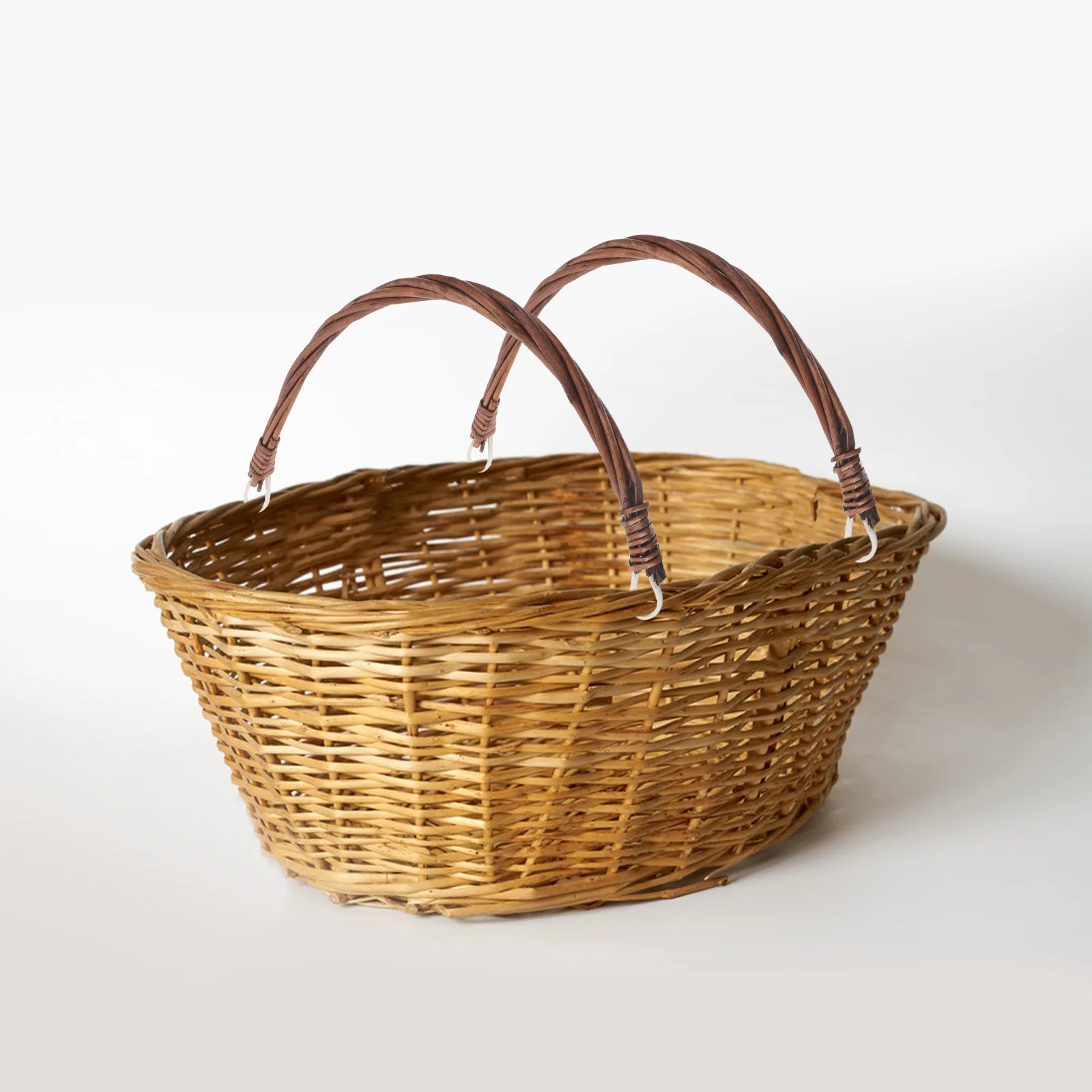 

2Pcs Woven Basket Handle Replacement Rattan Basket Accessories Natural Structure Enhanced Aesthetic Firm Secure Fit