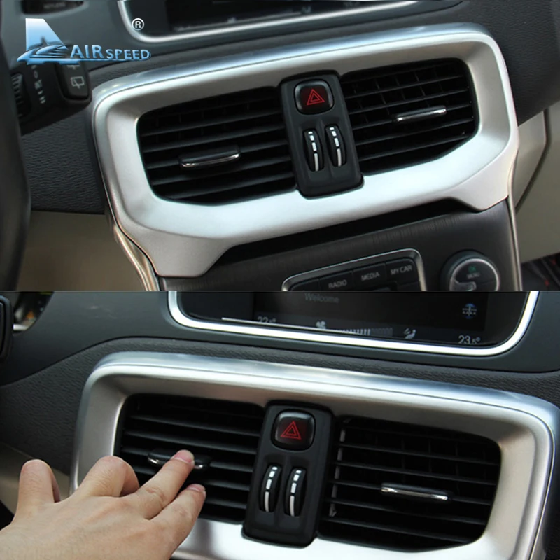 

For Volvo V40 Console Air conditioning Outlet Decorative Cover Trim Stainless Steel Interior Accessories