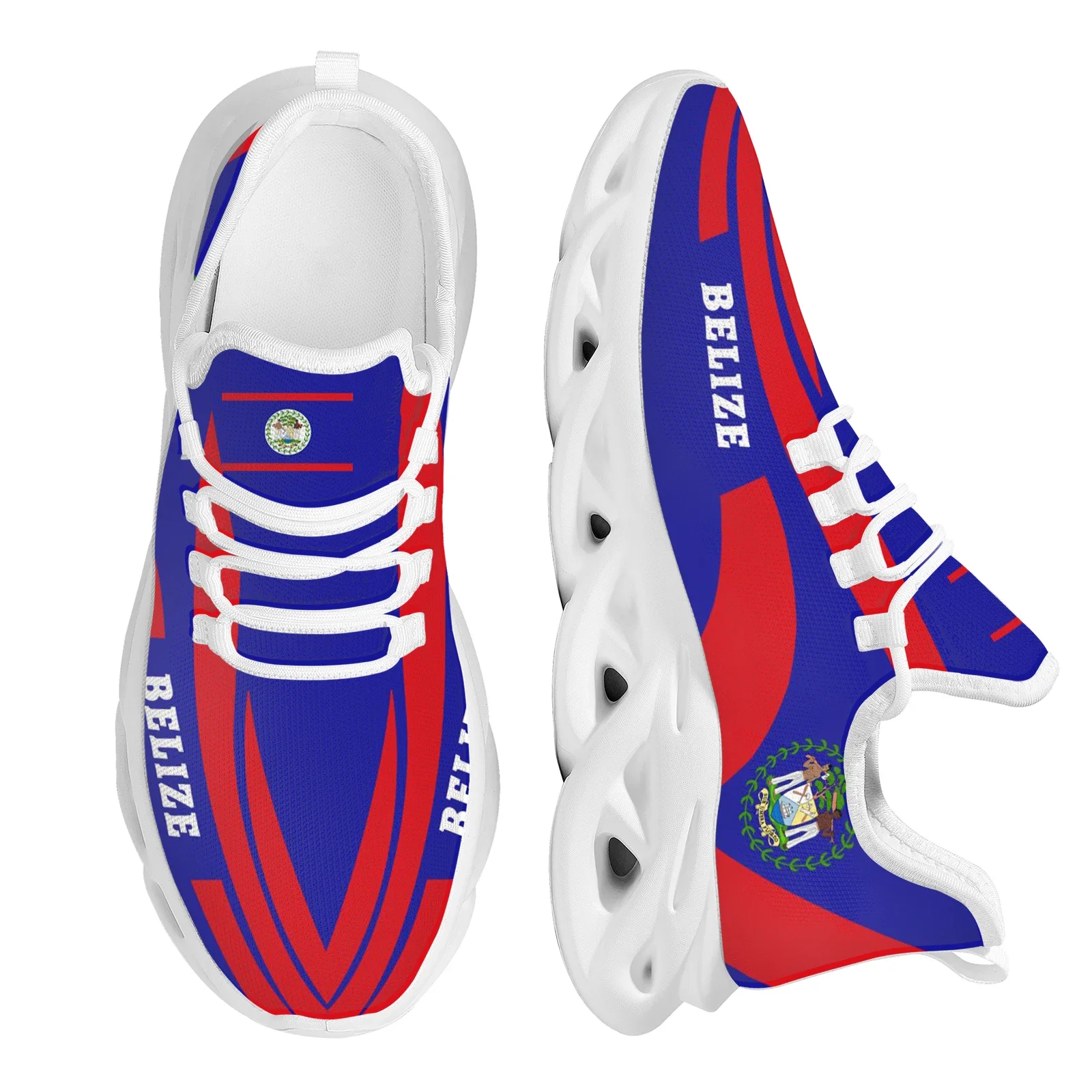 Belize Flag Design Platform Shoes Green Mahogany Tree National Emblem Printing Breathable Vulcanized Shoes Outdoor Mesh Sneakers