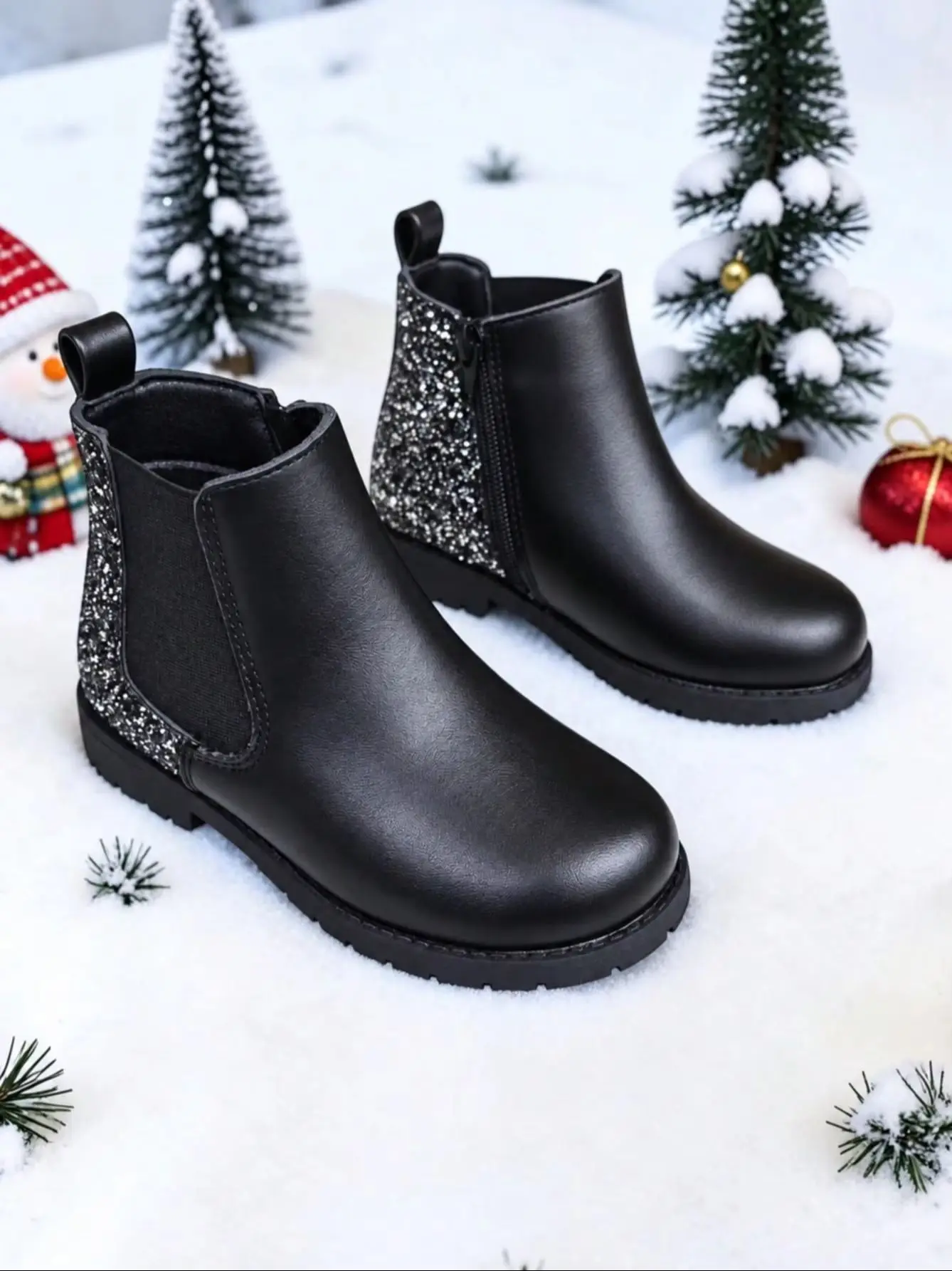 Kids Solid Chelsea Sock Ankle Boots, Flat Bottom, Elastic Opening, Wear-resistant Light Fashion Student Boots