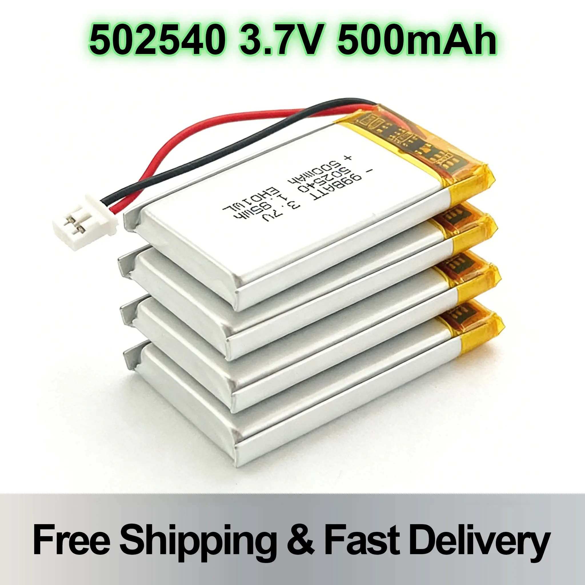 500mAh 502540 3.7V Slim Lithium Polymer Rechargeable Battery for DVD MP3 MP4 GPS LED Light Camera Bluetooth Speaker Devices