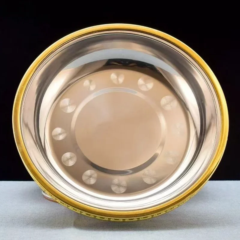 Tibetan Fruit Altars Plate,Multi-size Resin Stainless Steel Circle Saucer,Buddhist Offering Holy Plate,Buddhism Religious Items