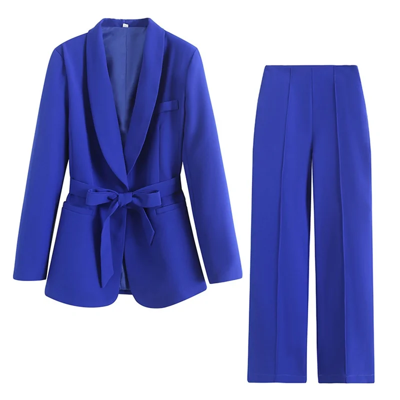 Spring Autumn Women's Suit Set Casual New Style With Belt Dress Small Blazer 2Pieces Jacket+Pants Party  Coat Clothing