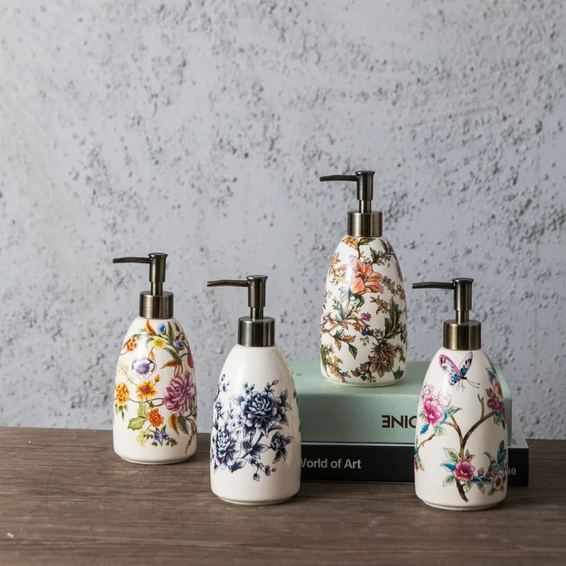 

1PC Ceramic Press Soap Dispenser Refillable Lotion Bottle Creative Shampoo Liquid Container for Bathroom Home Decor