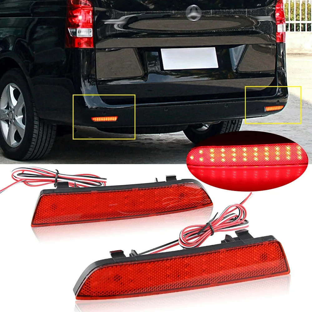 2pcs LED Rear Bumper Reflector Light For Mercedes W447 VITO Box 2014-2019 Reflector Tail Brake Signal Fog lamp Driving Lights