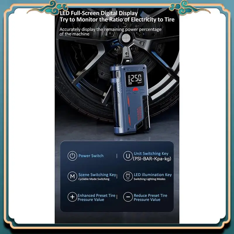 

Latest Car Air Pump 14.8V Tire Inflator Car Emergency Power Jump 10000Mah Air Pump Battery Booster 4.0L Gas