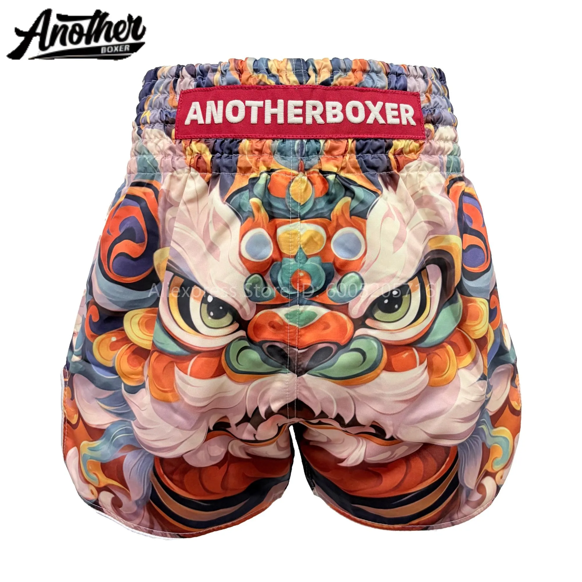 Premium Graphic Muay Thai Shorts Elastic Waistband Kickboxing Trunks Elastic Waist Thai Boxing Shorts for MMA Training & Fights