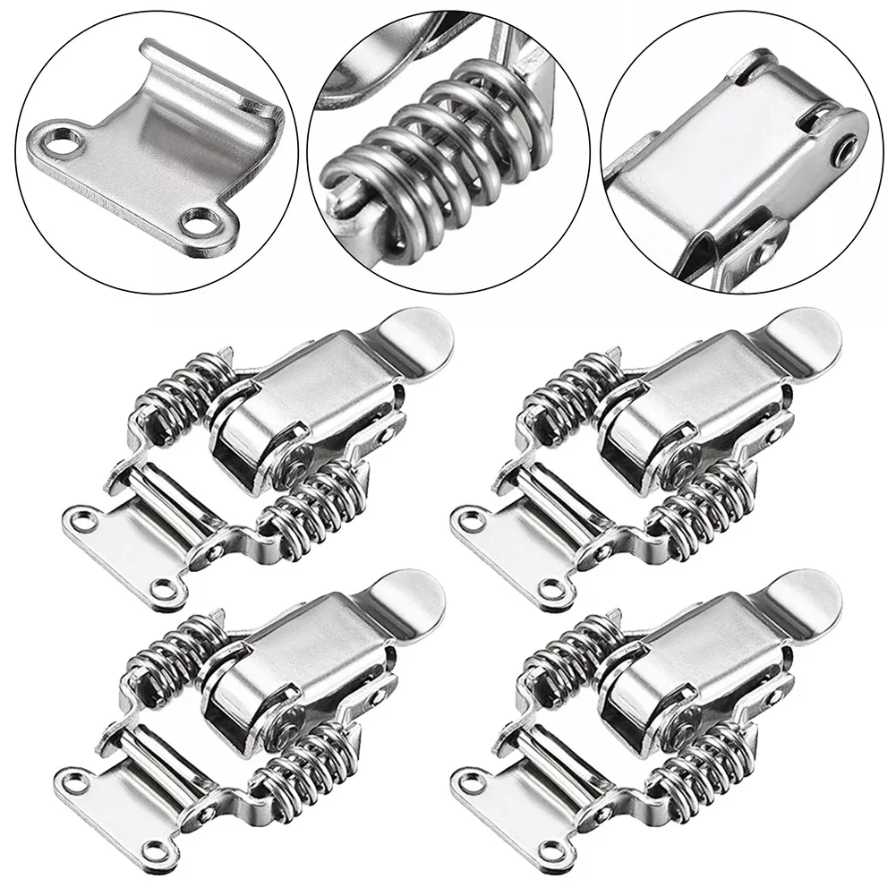 4PCS Toggle Latches Stainless Steel Spring Loaded Draw Toggle Latch Catch Clamp Clip Hasps Lock Suitcase Case Lock Buckle